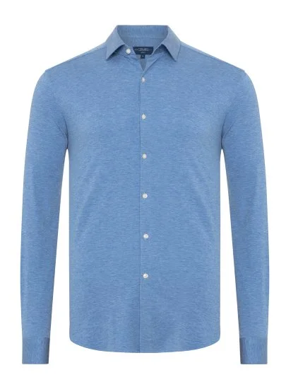 Germirli Albini Mavi Melanj 4Flex Formula Active Pamuklu Slim Fit Gömlek - Germirli 