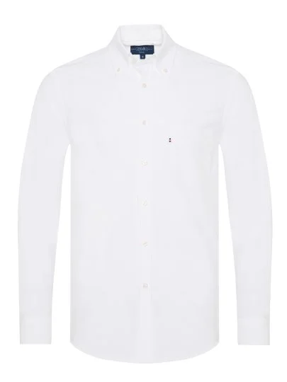 Germirli Beyaz Düğmeli Yaka Cepli Tailor Fit Spor Oxford Erkek Gömlek - Germirli 