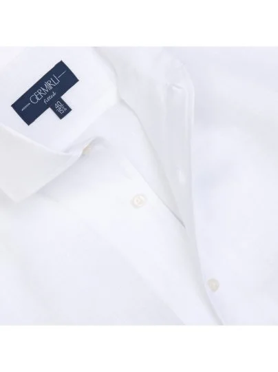 Germirli Beyaz Nevapas Lapel Yaka Keten Gömlek - Germirli 