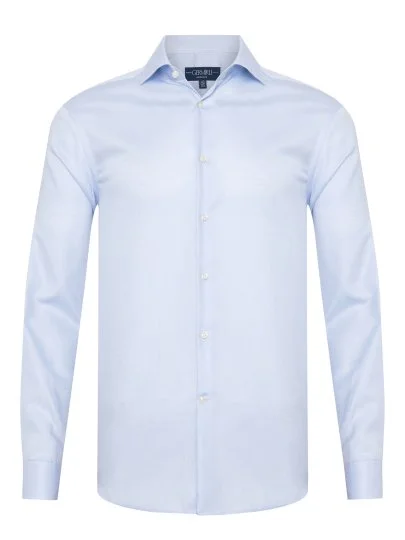 Germirli Mavi Oxford Exclusive Easy Iron Klasik Yaka Tailor Fit Pamuk Gömlek - Germirli 