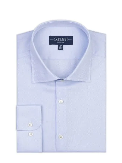 Germirli Mavi Oxford Exclusive Easy Iron Klasik Yaka Tailor Fit Pamuk Gömlek - Germirli 