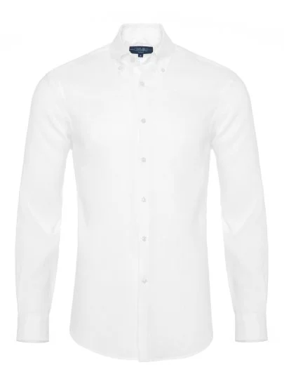 Germirli Non Iron White Linen Button Down Tailor Fit Journey Shirt - Germirli 