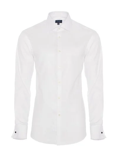 Germirli Non Iron Twill Klasik Yaka Tailor Fit Beyaz Journey Manşetli Gömlek - Germirli 