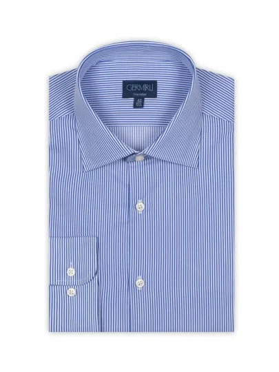 Germirli Non Iron K.Mavi Çizgili Tailor Fit Gömlek - Germirli 