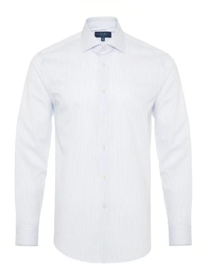 Germirli Non Iron Navy Stripe Semi Spread Tailor Fit Shirt - Germirli 