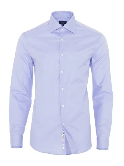 Germirli Non Iron Blue Twill Semi Spread Tailor Fit Journey Shirt - Germirli 