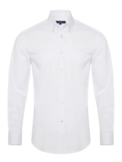 Germirli Non Iron White Button Down Collar Tailor Fit Zero 24 Shirt - Germirli 