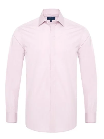Germirli Pembe Poplin Gizli Pat Klasik Yaka Tailor Fit Gömlek - Germirli 