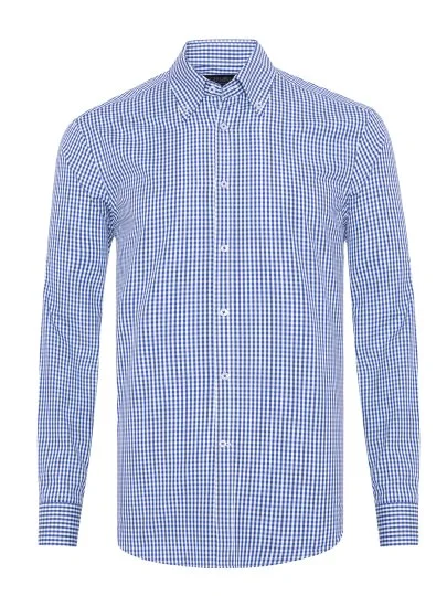 Germirli Testa Lacivert Pötikare Exclusive Düğmeli Yaka Tailor Fit Pamuk Gömlek - Germirli 