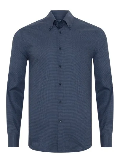 Germirli Thomas Mason Journey Anti Crease Formula Lacivert Kazayağı Tailor Fit Flanel Gömlek - Germirli 