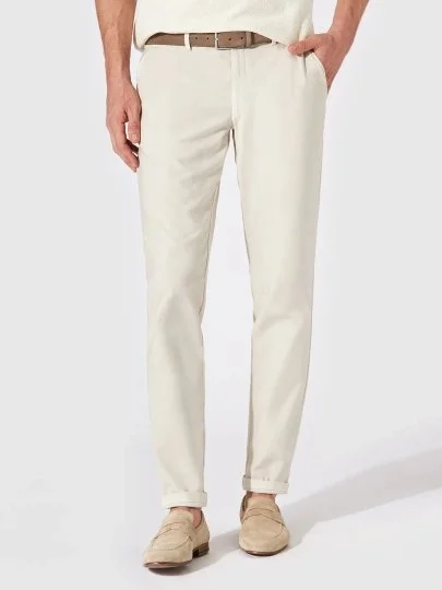 Hiltl Bej Rengi Vintage Bel Arkası Lastikli Pamuk Elastane Slim Fit Pantolon - Hiltl