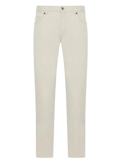 Hiltl Ekru 5 Cep Dokulu Pamuk Elastan Slim Fit Pantolon - Hiltl