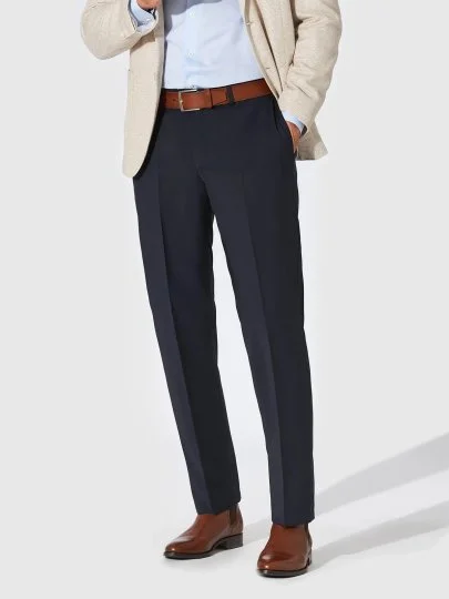 Hiltl Lacivert Marzotto Gabardin B-Dynamic Kendisinden Streçli Yün Pantolon - Hiltl