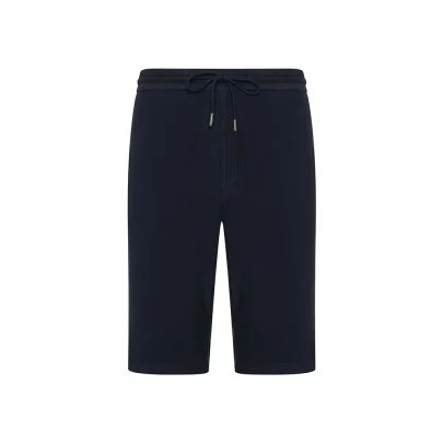 Hiltl Lacivert Vintage Beli Lastikli Pamuk Elastane Bermuda - Hiltl