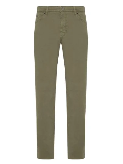 Hiltl Yeşil 5 Cep Gabardin Yıkamalı Regular Fit Pamuk Pantolon - Hiltl