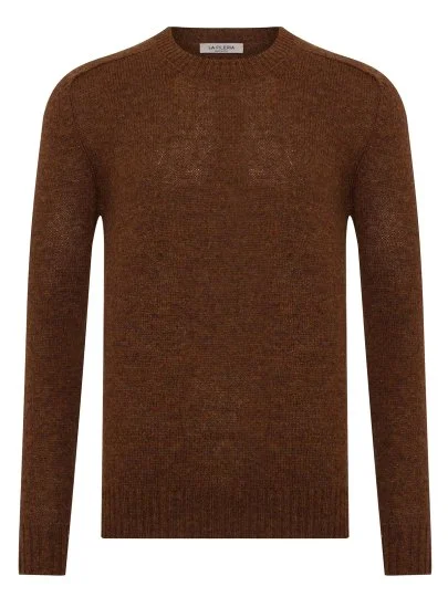 La Fileria Bakır Rengi Bisiklet Yaka Saf Shetland Yün Triko - La Fileria