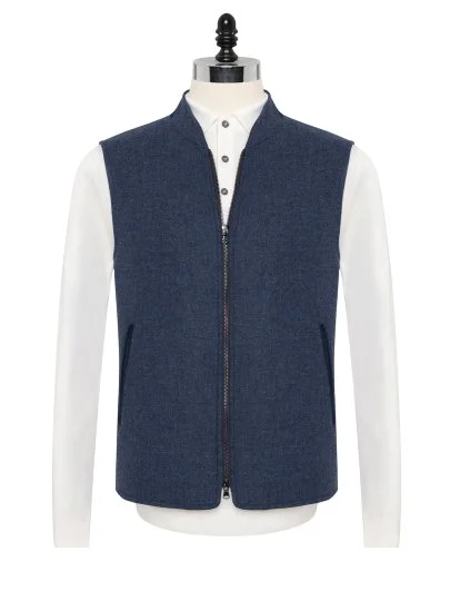 Sartoria Latorre Mavi Melanj Yün Kaşmir İçi Dolgulu Yelek - Sartoria Latorre