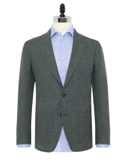 Sartoria Latorre Yeşil Loro Piana Summertime Yün İpek Keten Astarsız Ceket - Sartoria Latorre