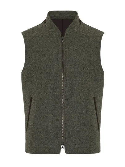 Sartoria Latorre Yeşil Melanj Yün Kaşmir İçi Dolgulu Yelek - Sartoria Latorre