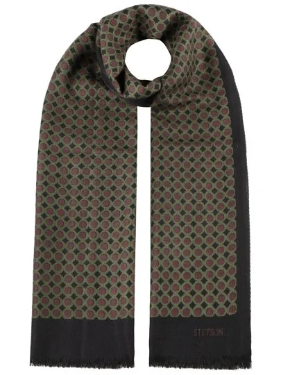 Stetson Siyah Yün Nokta Desenli Kaşkol - Stetson