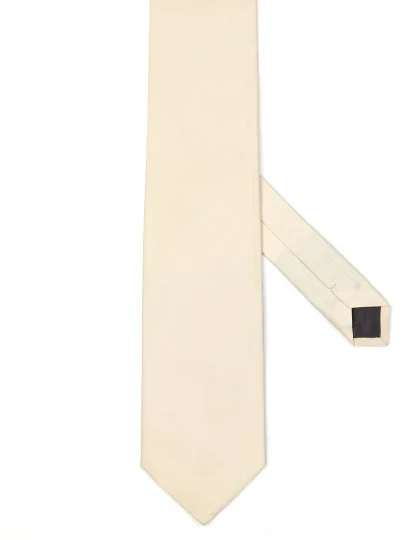 Villa Bolgheri Kırık Beyaz Düz Renk İpek İtalyan Kravat - Villa Bolgheri