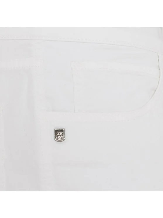 40WEFT 5 Cep Beyaz İnce Twill Vintage Pamuk Elastan Regular Fit Pantolon - 40WEFT