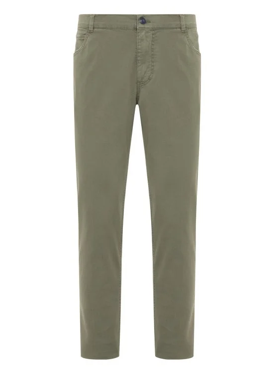 40WEFT 5 Cep Yeşil İnce Twill Vintage Pamuk Elastan Regular Fit Pantolon - 40WEFT