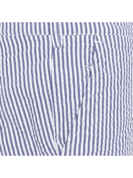 40WEFT Mavi Beyaz Çizgili Searsucker Pamuk Bermuda - 40WEFT