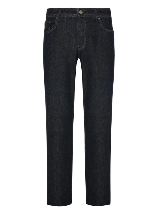 Alphauomo 5 Cep Koyu Lacivert İnce Denim Regular Fit Pantolon - Alphauomo