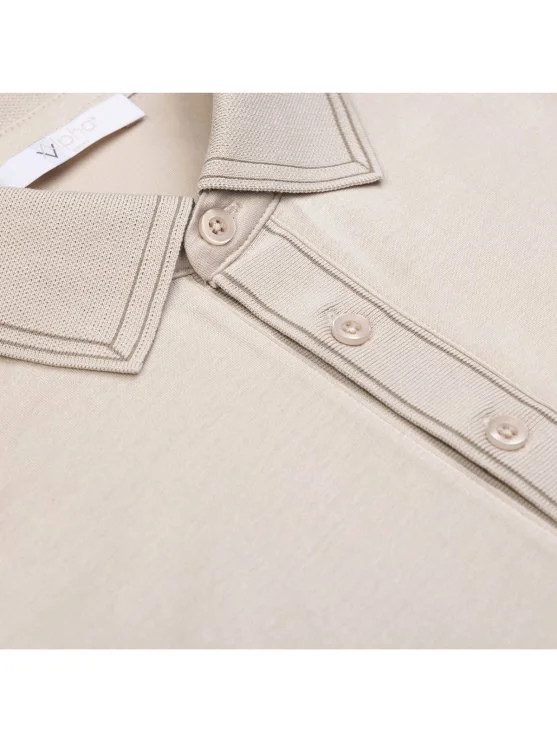 Alphauomo Kum Beji Polo Yaka Merserize Pamuk Tişört - Alphauomo