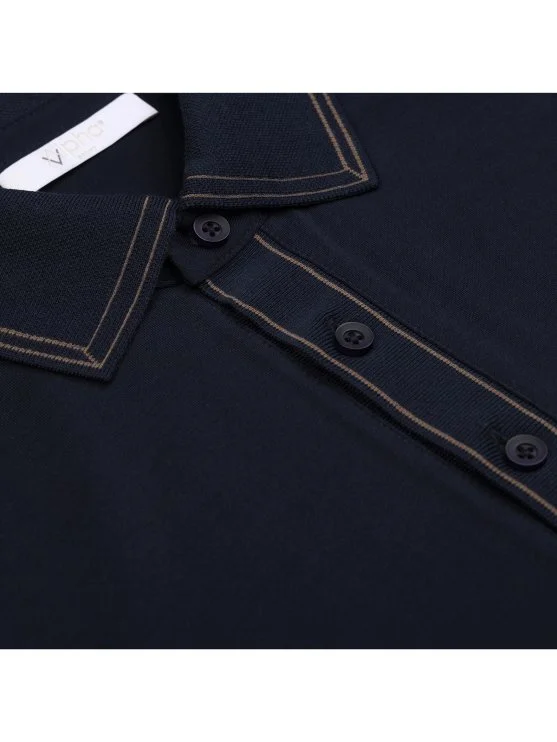 Alphauomo Lacivert Polo Yaka Merserize Pamuk Tişört - Alphauomo