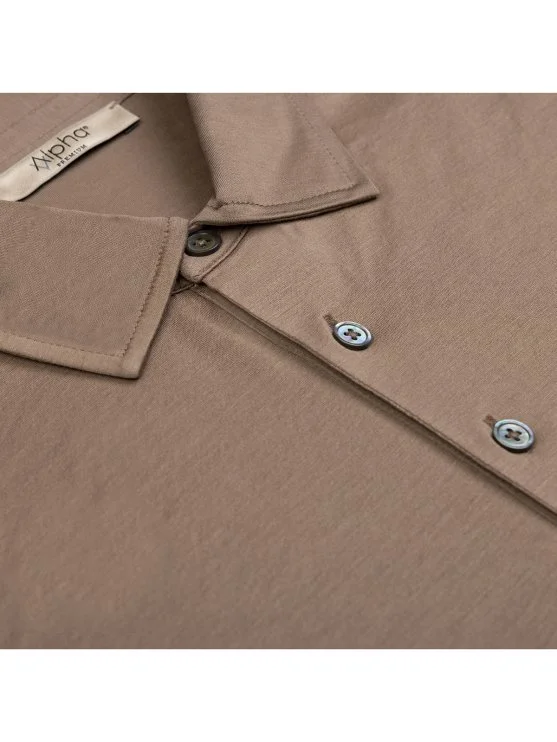 Alphauomo Vizon Gömlek Yaka İnce Merserize Regular Fit Tişört - Alphauomo