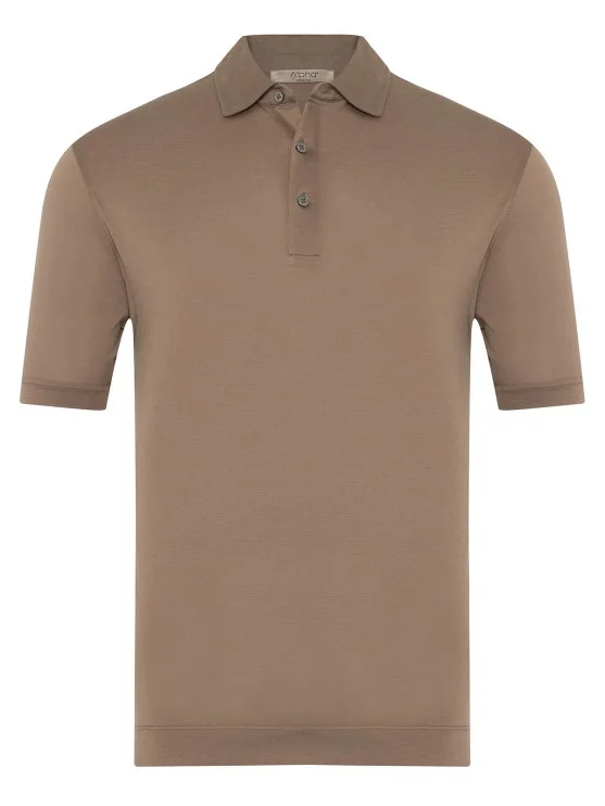 Alphauomo Vizon Gömlek Yaka İnce Merserize Regular Fit Tişört - Alphauomo