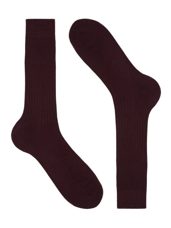 Bresciani Bordo Kısa Fitilli Pamuk Çorap - Bresciani