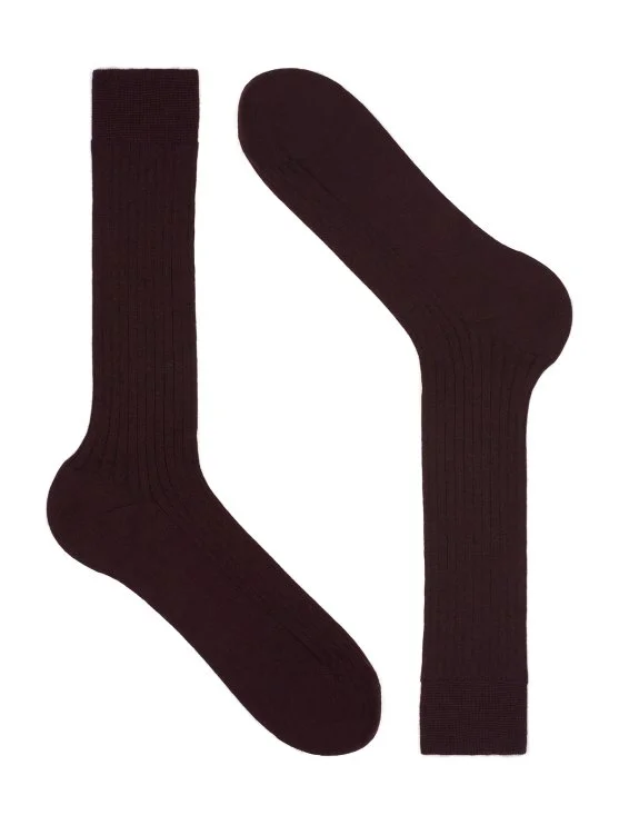 Bresciani Bordo Kısa Fitilli Yün Çorap - Bresciani