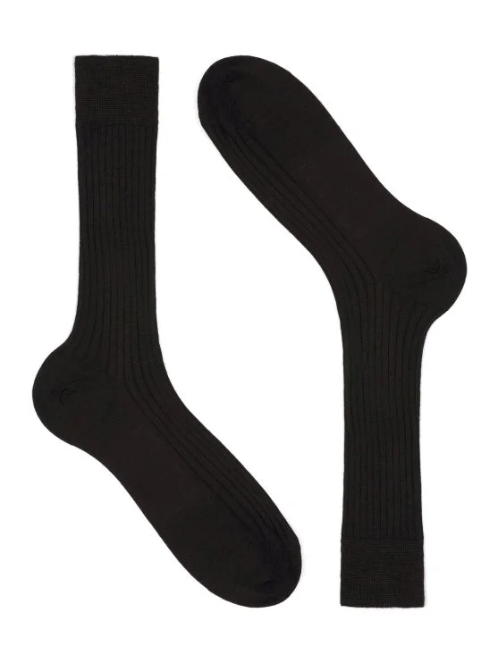 Bresciani Kahverengi Kısa Fitilli Yün Çorap - Bresciani