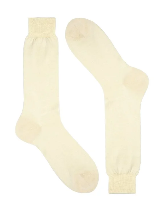 Bresciani Krem Düz Kısa Pamuk Çorap - Bresciani