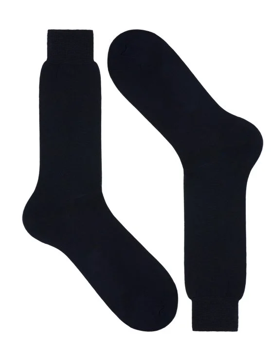 Bresciani Lacivert Düz Kısa Pamuk Çorap - Bresciani