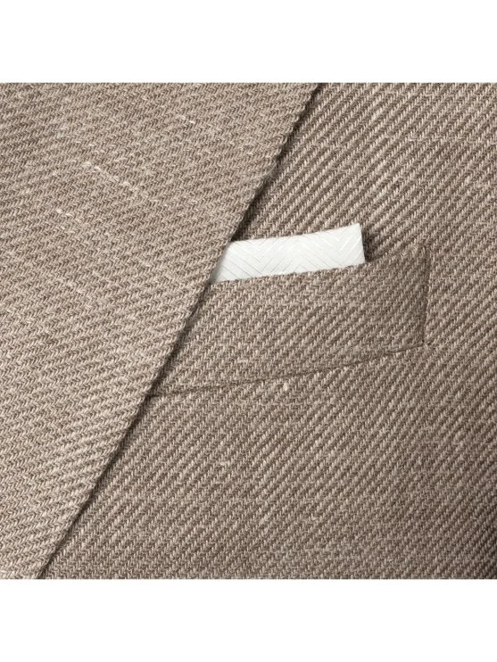 Carl Gross Bej Rengi Ermenegildo Zegna Heritage Diyagonal Dokulu Yün İpek Keten Ceket - Carl Gross