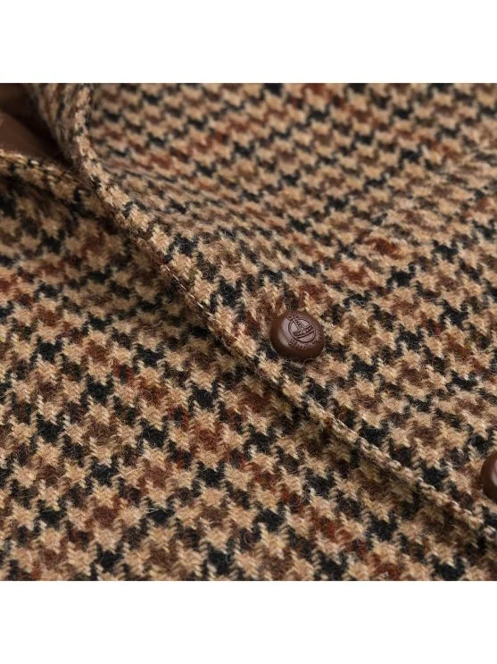 Carl Gross Harris Tweed Bej Kahve Desenli Yelek - Carl Gross