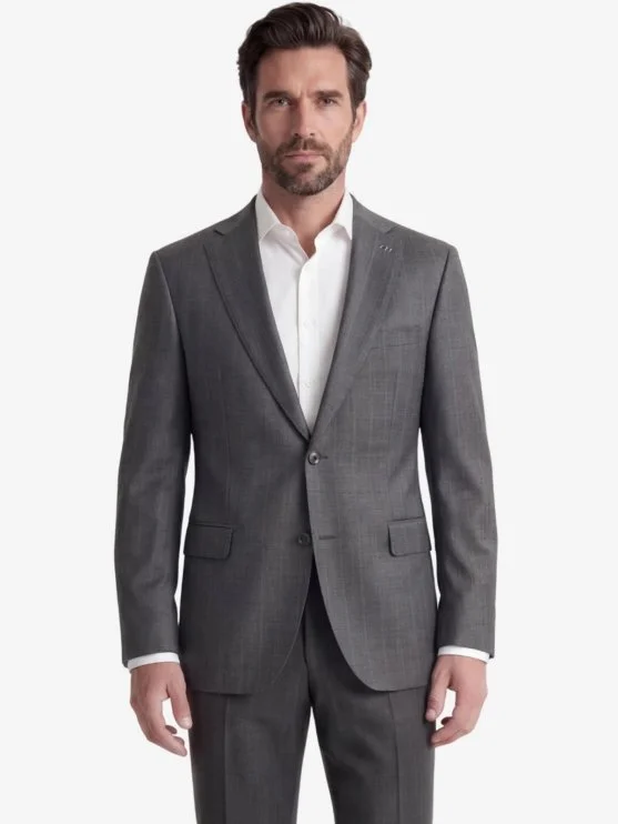 Carl Gross Koyu Gri Ermenegildo Zegna Traveller Çizgili Yün Takım Elbise - Carl Gross