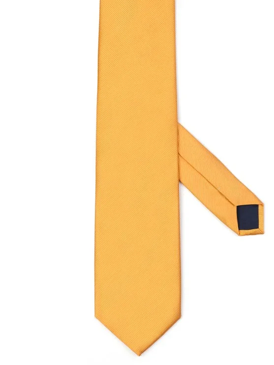 Coriano Amber Rengi Dokulu Çizgili İtalyan Kravat - Coriano