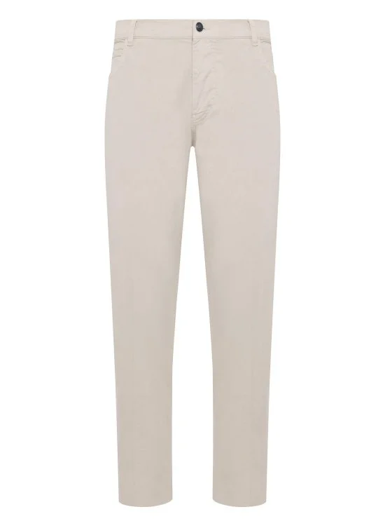 40WEFT 5 Pocket Ecru Thin Twill Vintage Cotton Elastane Regular Fit Trousers - 40WEFT