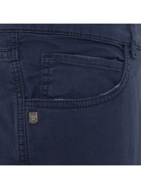 40WEFT 5 Pocket Navy Blue Thin Twill Vintage Cotton Elastane Regular Fit Trousers - 40WEFT