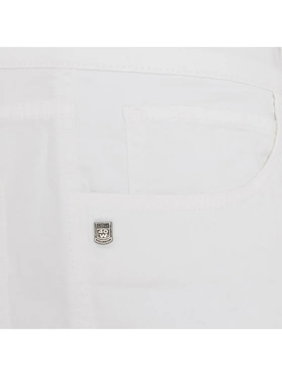 40WEFT 5 Pocket White Thin Twill Vintage Cotton Elastane Regular Fit Trousers - 40WEFT