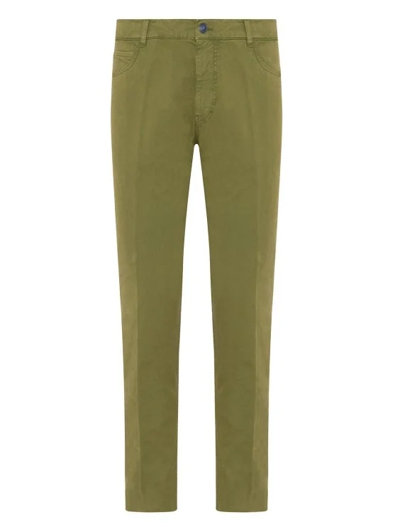 40WEFT Men's 5 Pocket Vintage Green Slim Fit Cotton Trousers - 40WEFT