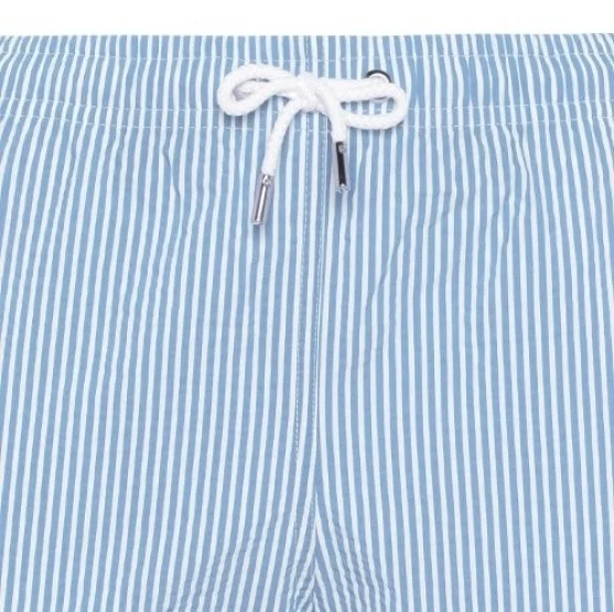 Atelier F&B Blue White Striped Seersucker Swimsuit - Atelier F&B