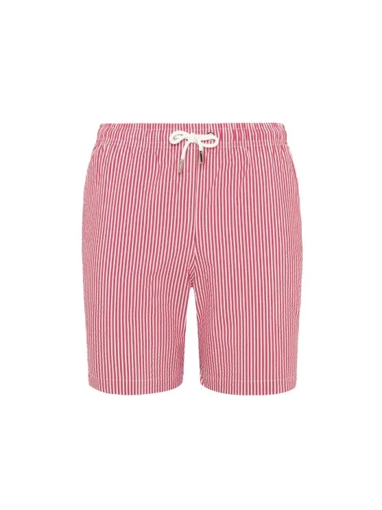 Atelier F&B Red White Striped Seersucker Swimsuit - Atelier F&B
