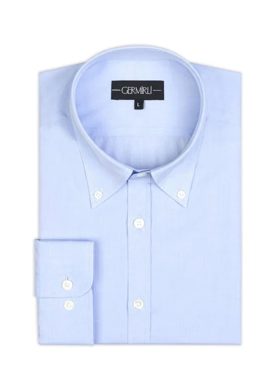 Germirli Black Label Light Blue Tailor Fit Button-down Collar 200/2 Cotton Shirt - Germirli 