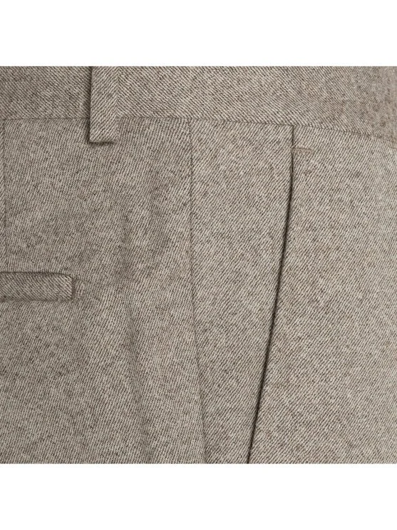 Carl Gross Beige Twill Texture Melange Wool Men's Trousers - Carl Gross